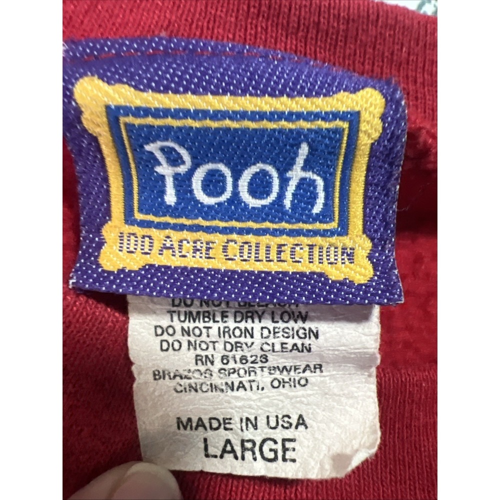 VTG 90s Winnie The Pooh 100 Acre Collection Crewneck Large Red - Picture 4 of 8